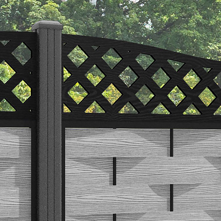 Ripple Low Wave Fence Panel - Light Grey - with our aluminium posts