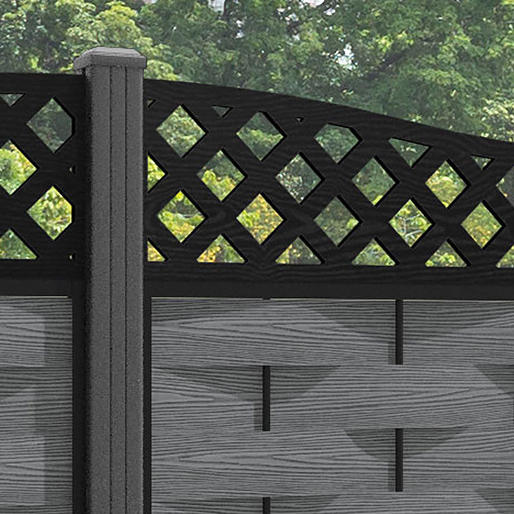 Ripple Low Wave Fence Panel - Mid Grey - with our aluminium posts