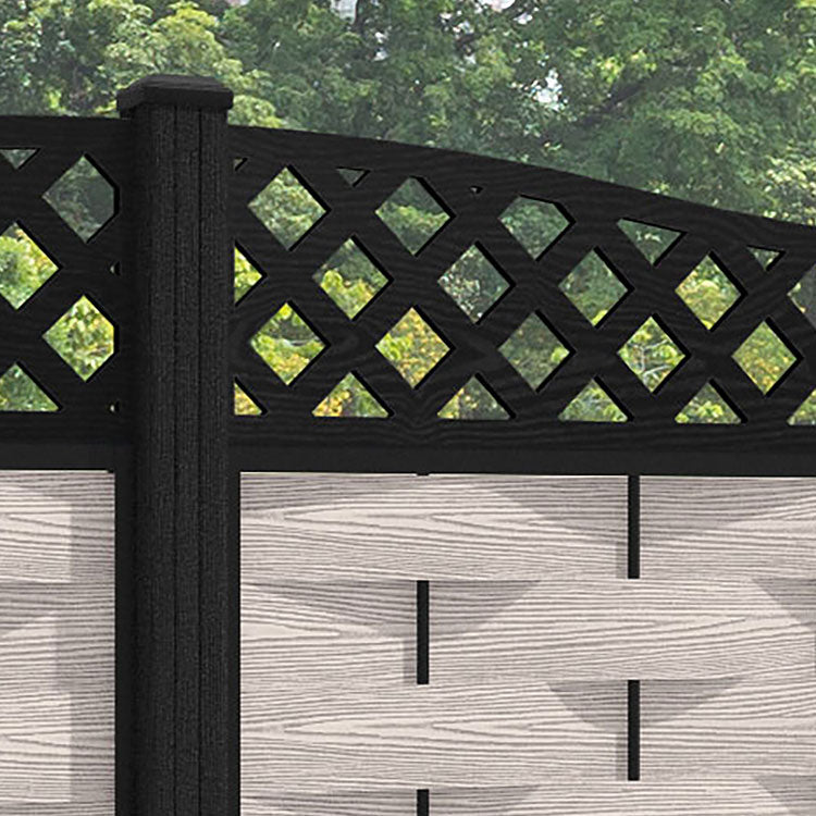 Ripple Low Wave Curved Top Fence Panel - Mid Stone - with our composite posts