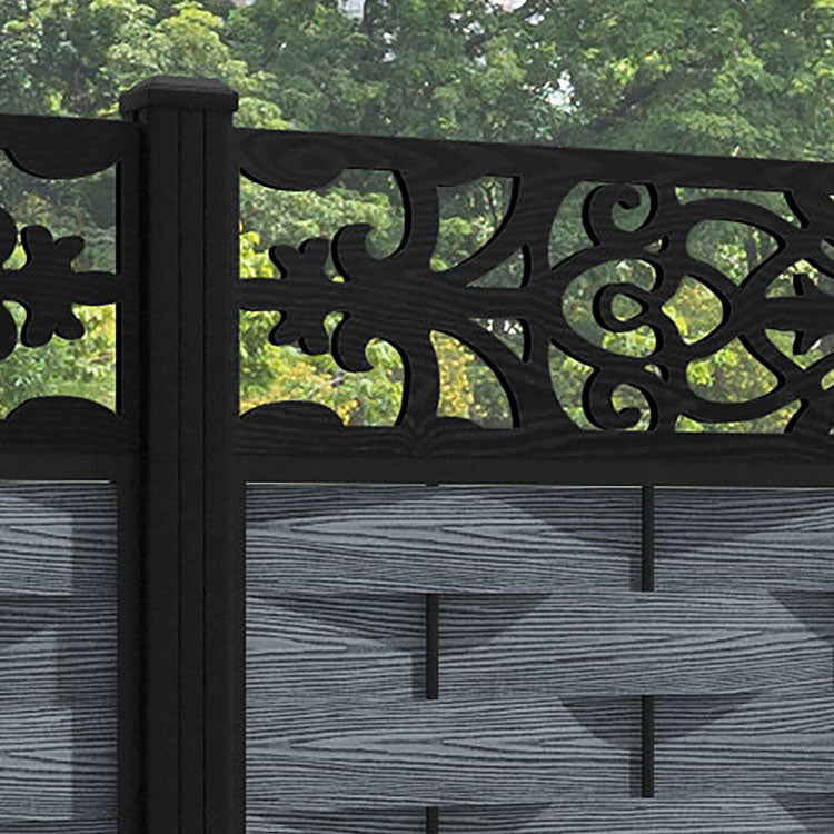 Ripple Windsor Fence Panel - Anthracite - with our aluminium posts
