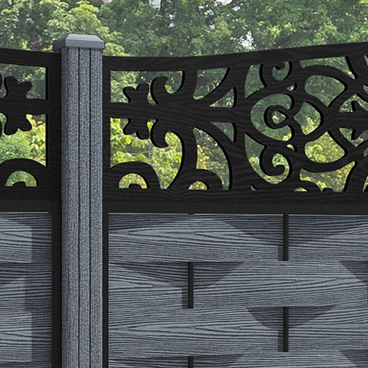 Ripple Windsor Curved Top Fence Panel - Anthracite - with our composite posts