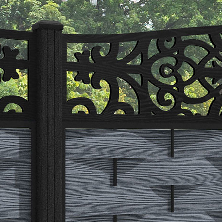 Ripple Windsor Curved Top Fence Panel - Anthracite - with our composite posts