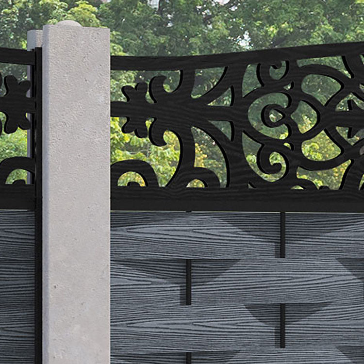 Ripple Windsor Curved Top Fence Panel - Anthracite - for existing concrete posts