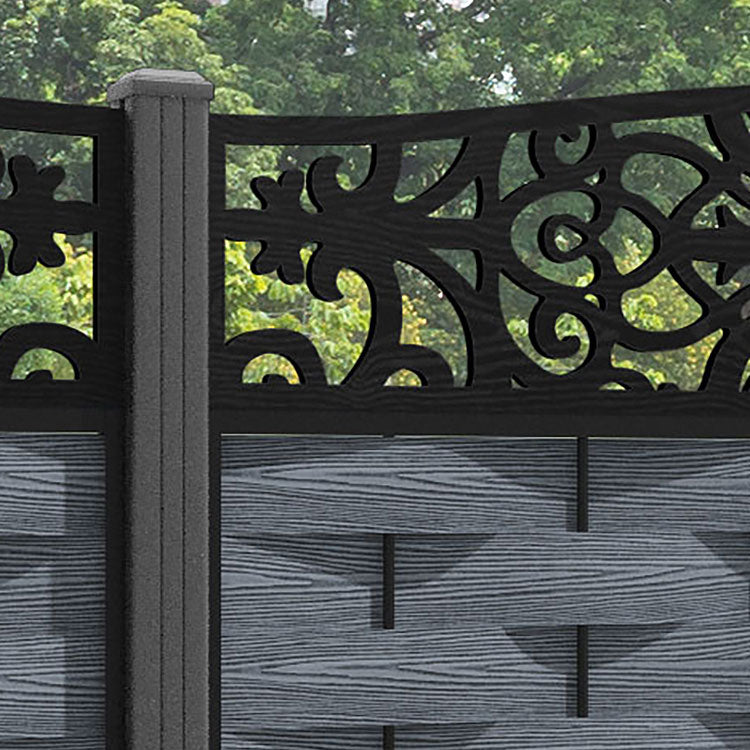 Ripple Windsor Curved Top Fence Panel - Anthracite - with our aluminium posts