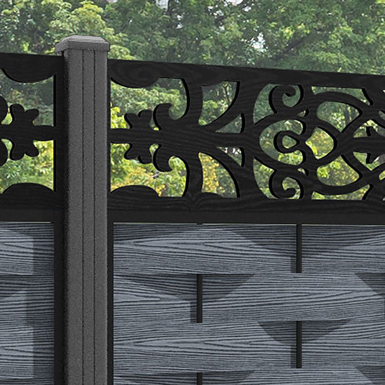 Ripple Windsor Fence Panel - Anthracite - with our aluminium posts