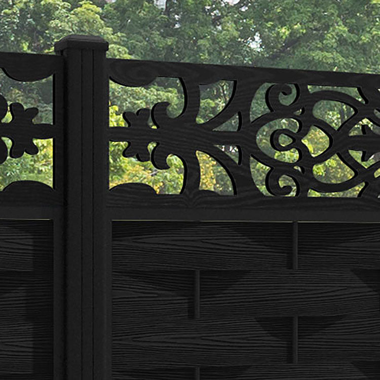 Ripple Windsor Fence Panel - Black - with our aluminium posts