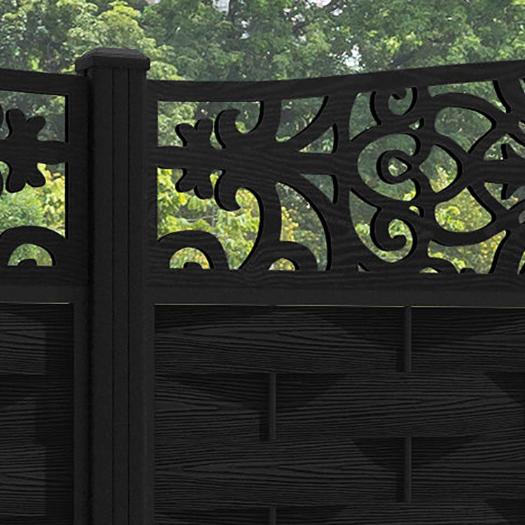 Ripple Windsor Curved Top Fence Panel - Black - with our aluminium posts