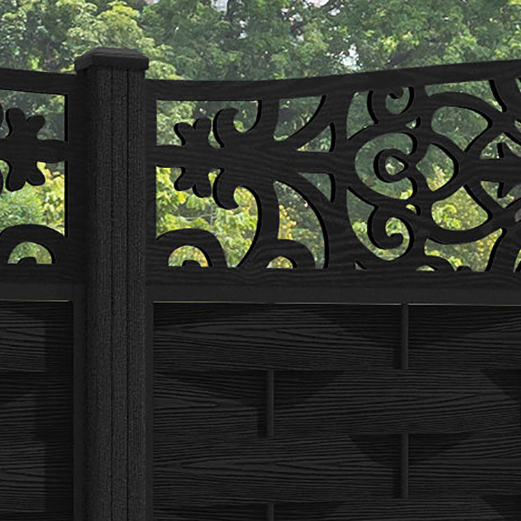 Ripple Windsor Curved Top Fence Panel - Black - with our composite posts