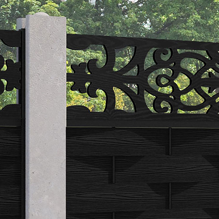Ripple Windsor Fence Panel - Black - for existing concrete posts