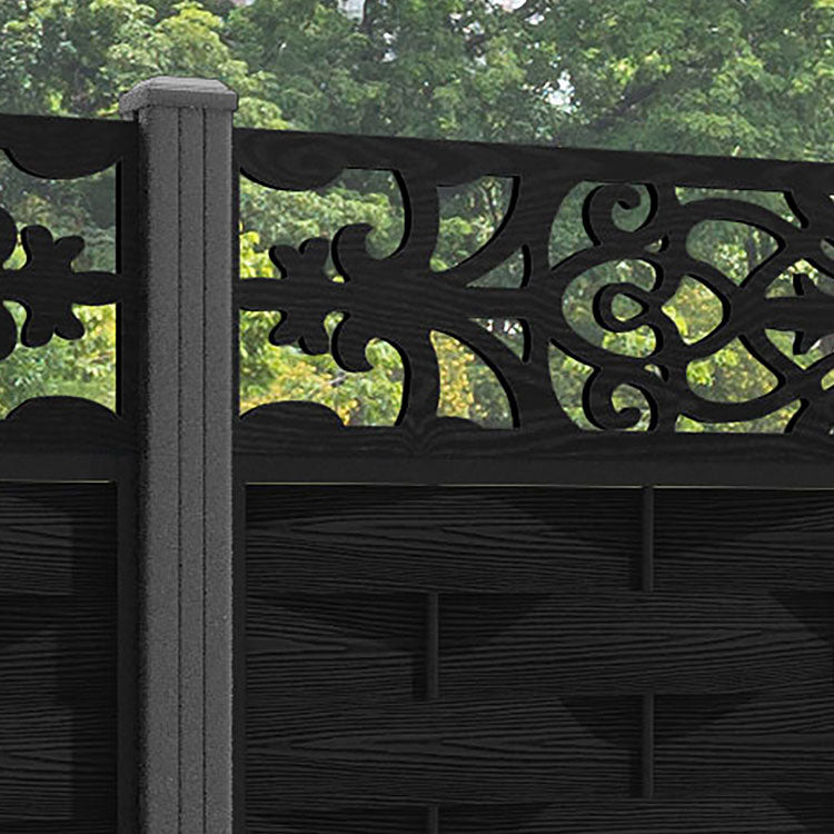Ripple Windsor Fence Panel - Black - with our aluminium posts