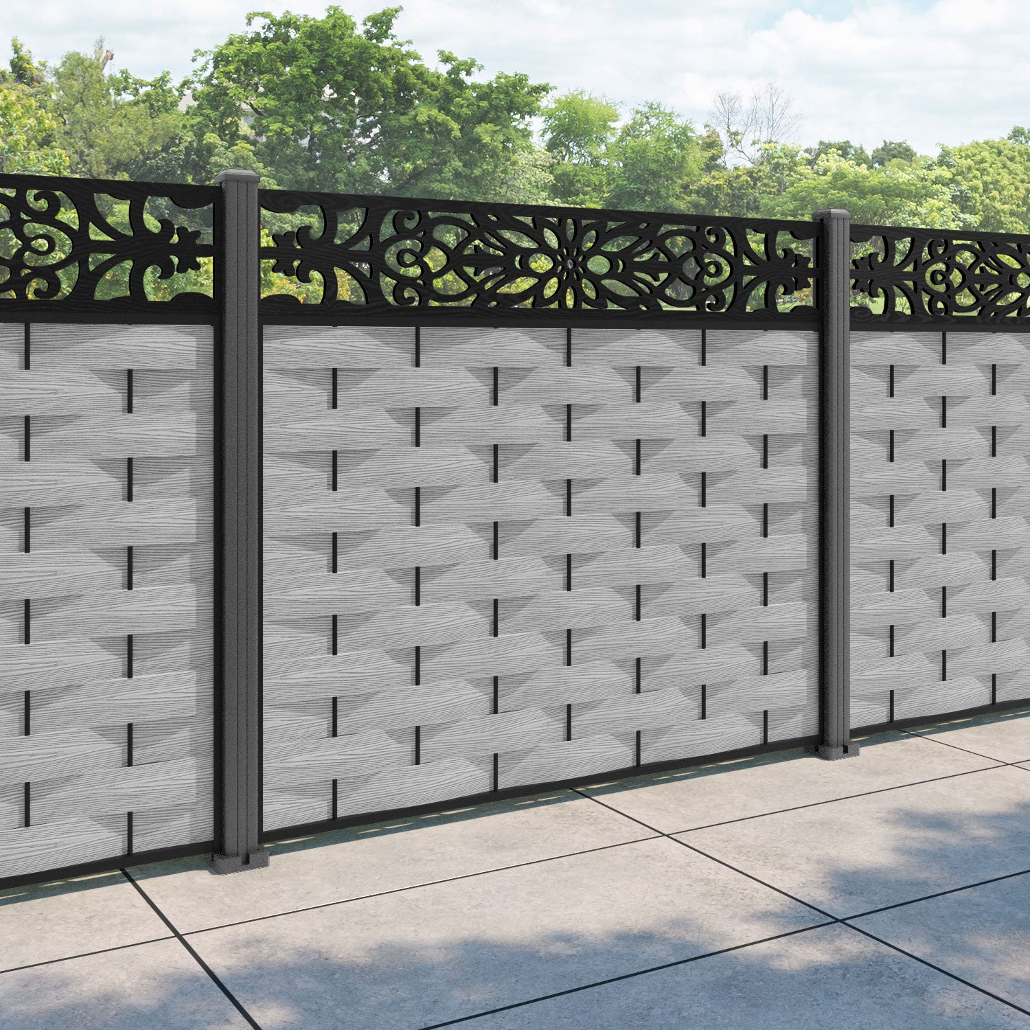 Ripple Windsor Fence Panel - Light Grey - with our aluminium posts