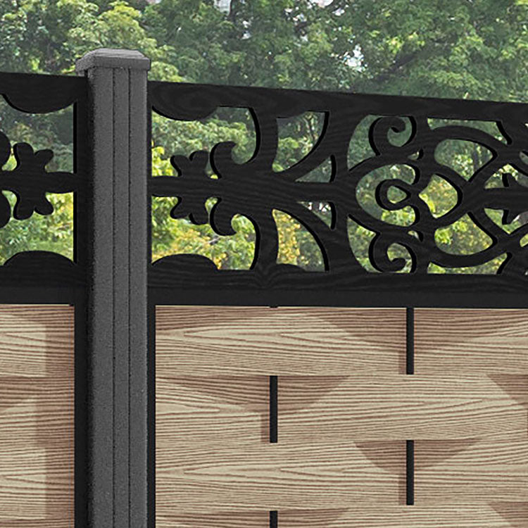 Ripple Windsor Fence Panel - Light Oak - with our aluminium posts