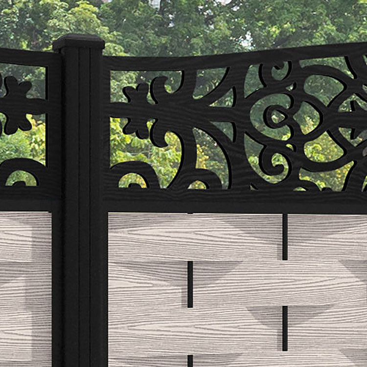 Ripple Windsor Curved Top Fence Panel - Mid Stone - with our aluminium posts