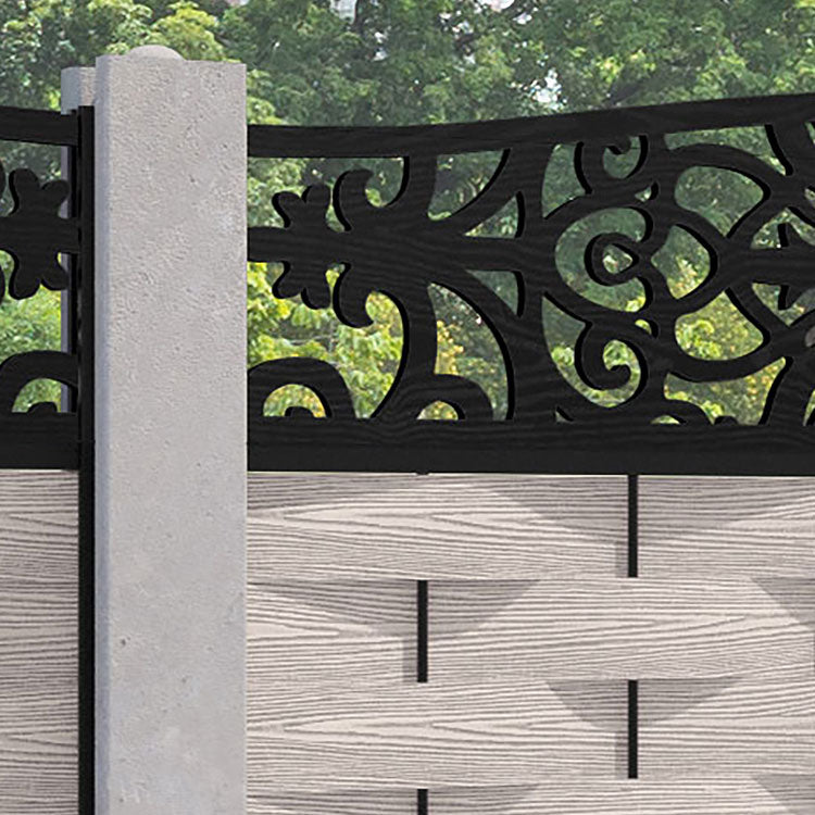 Ripple Windsor Curved Top Fence Panel - Mid Stone - for existing concrete posts