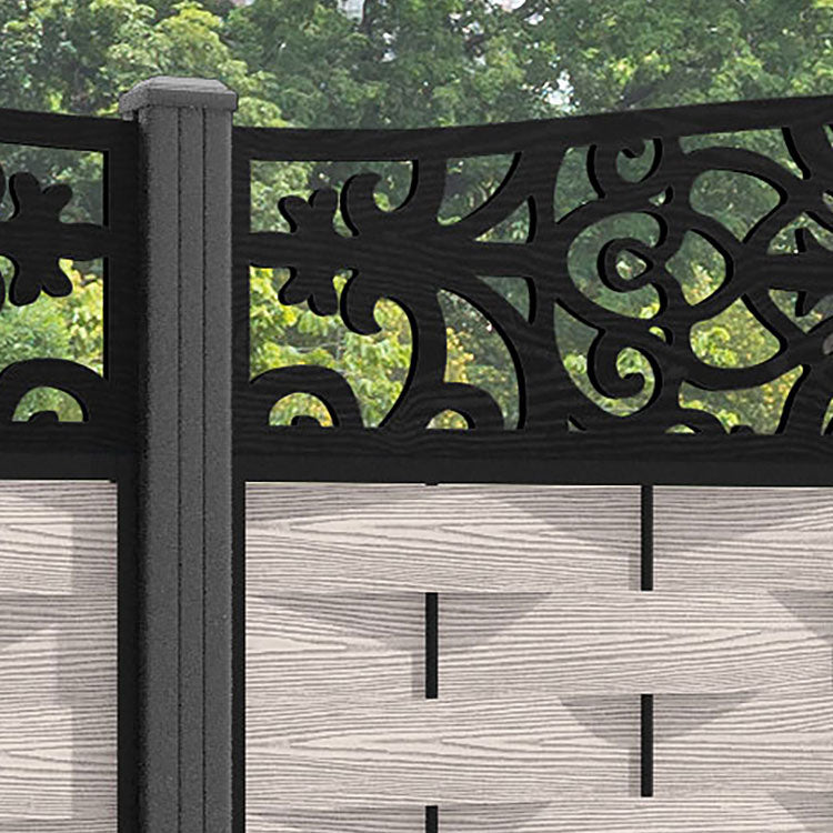 Ripple Windsor Curved Top Fence Panel - Mid Stone - with our aluminium posts