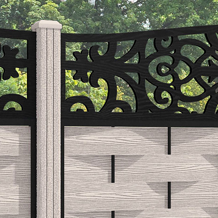Ripple Windsor Curved Top Fence Panel - Mid Stone - with our composite posts