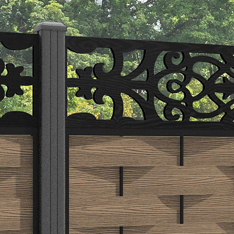 Ripple Windsor Fence Panel - Teak - with our aluminium posts