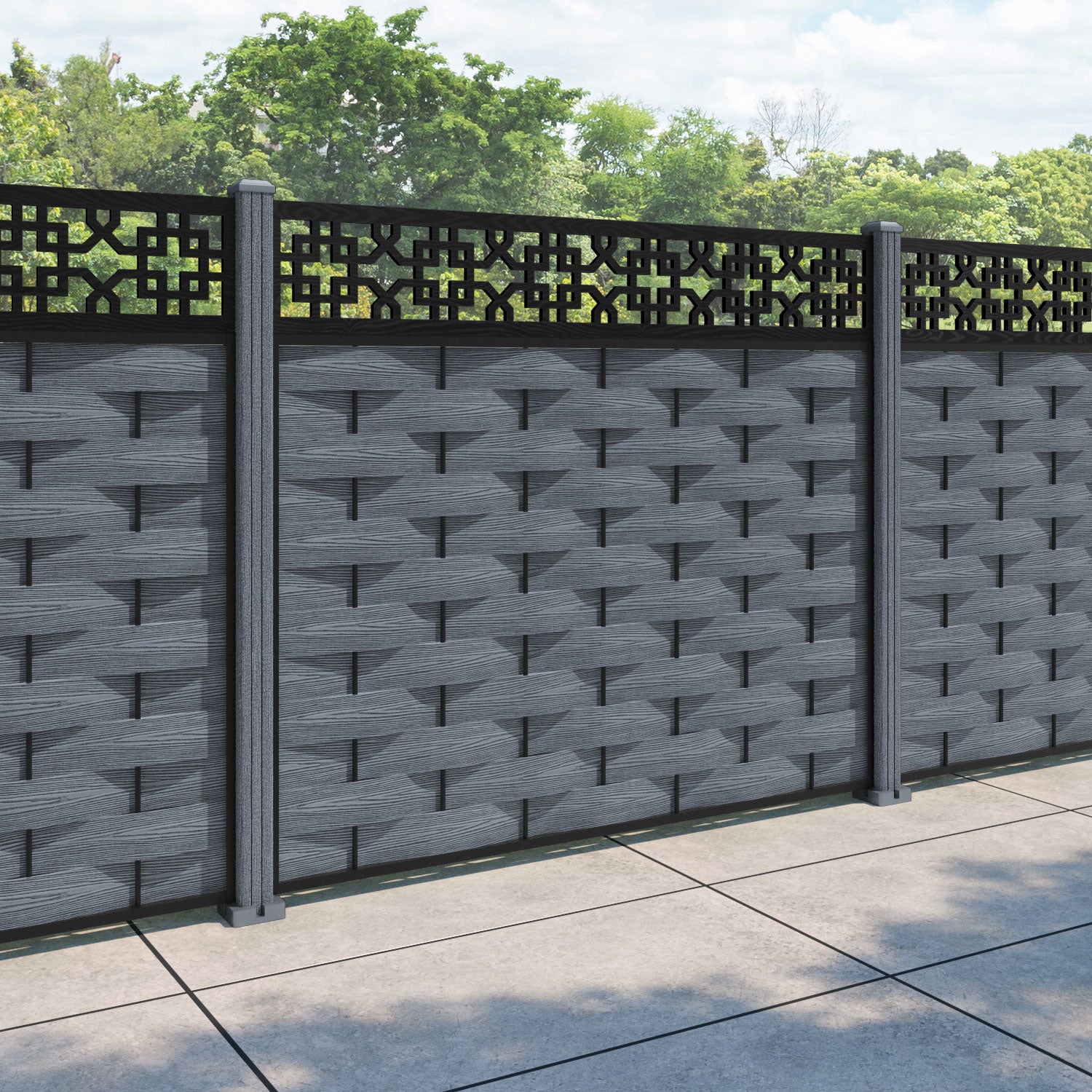 Ripple Zaria Fence Panel - Anthracite - with our composite posts