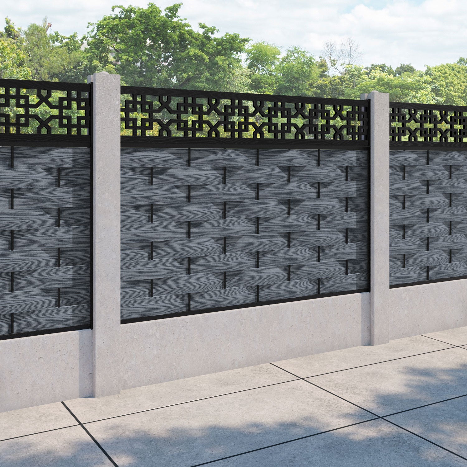 Ripple Zaria Fence Panel - Anthracite - for existing concrete posts