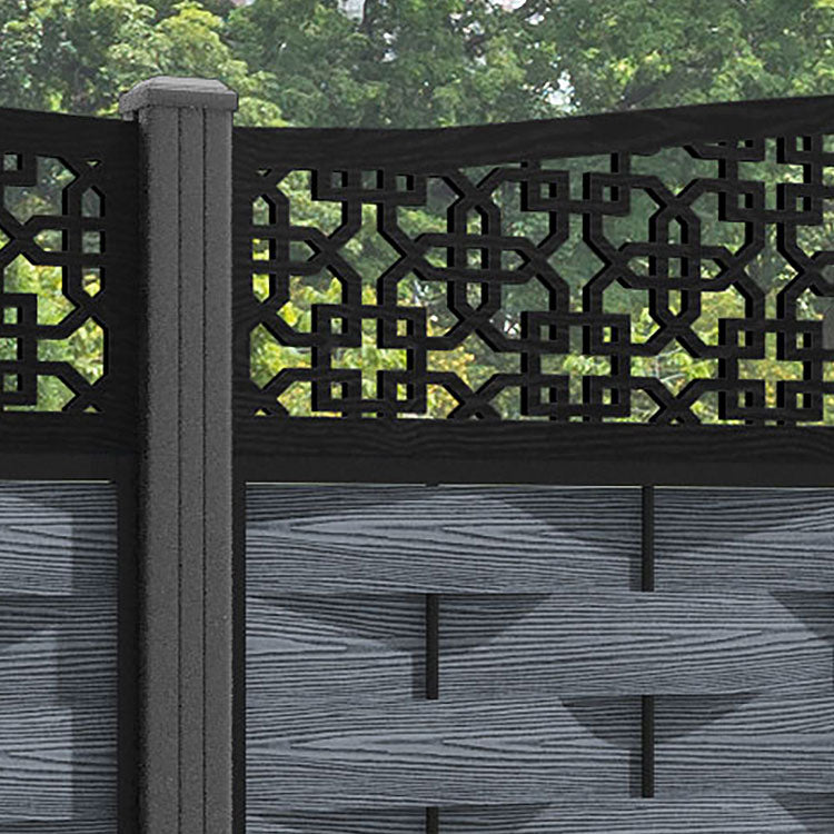 Ripple Zaria Curved Top Fence Panel - Anthracite - with our aluminium posts