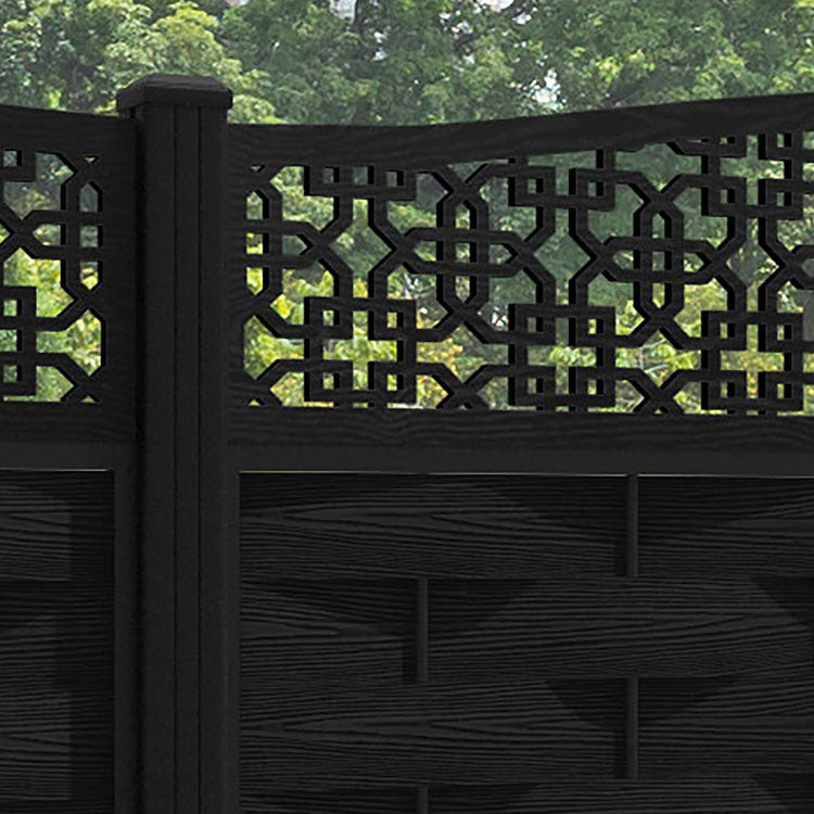 Ripple Zaria Curved Top Fence Panel - Black - with our aluminium posts