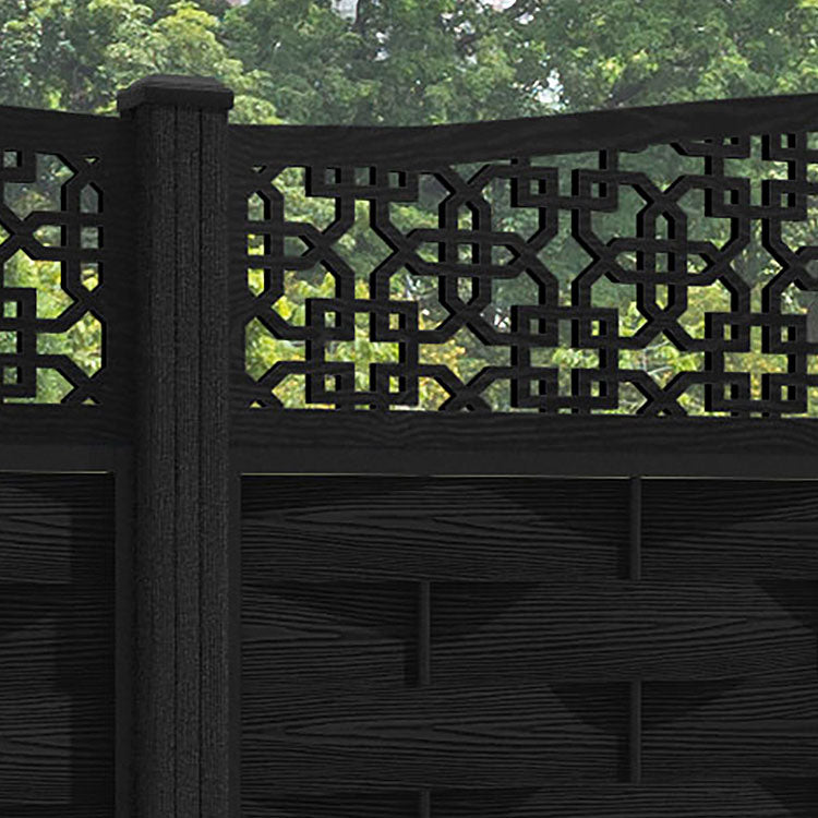 Ripple Zaria Curved Top Fence Panel - Black - with our composite posts