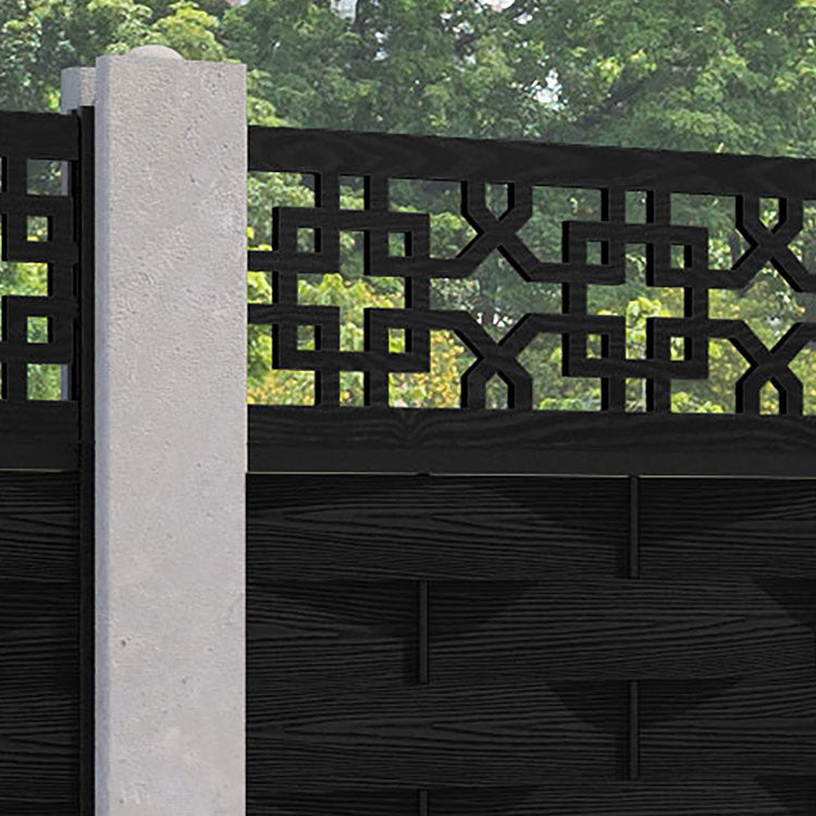 Ripple Zaria Fence Panel - Black - for existing concrete posts