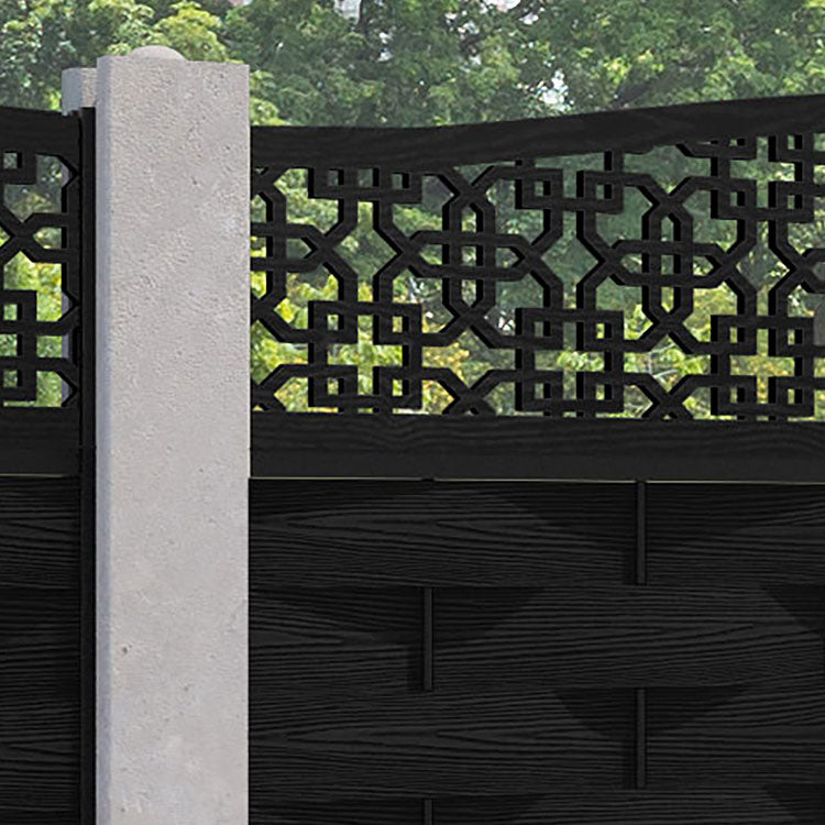 Ripple Zaria Curved Top Fence Panel - Black - for existing concrete posts