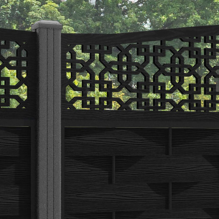Ripple Zaria Curved Top Fence Panel - Black - with our aluminium posts