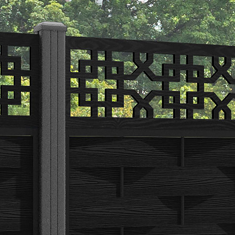 Ripple Zaria Fence Panel - Black - with our aluminium posts
