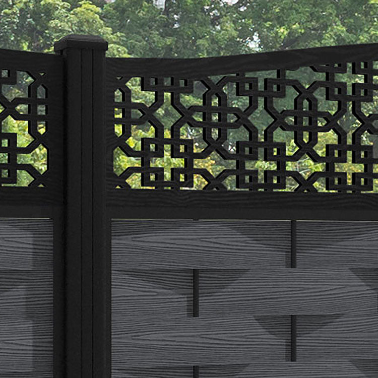 Ripple Zaria Curved Top Fence Panel - Dark Grey - with our aluminium posts