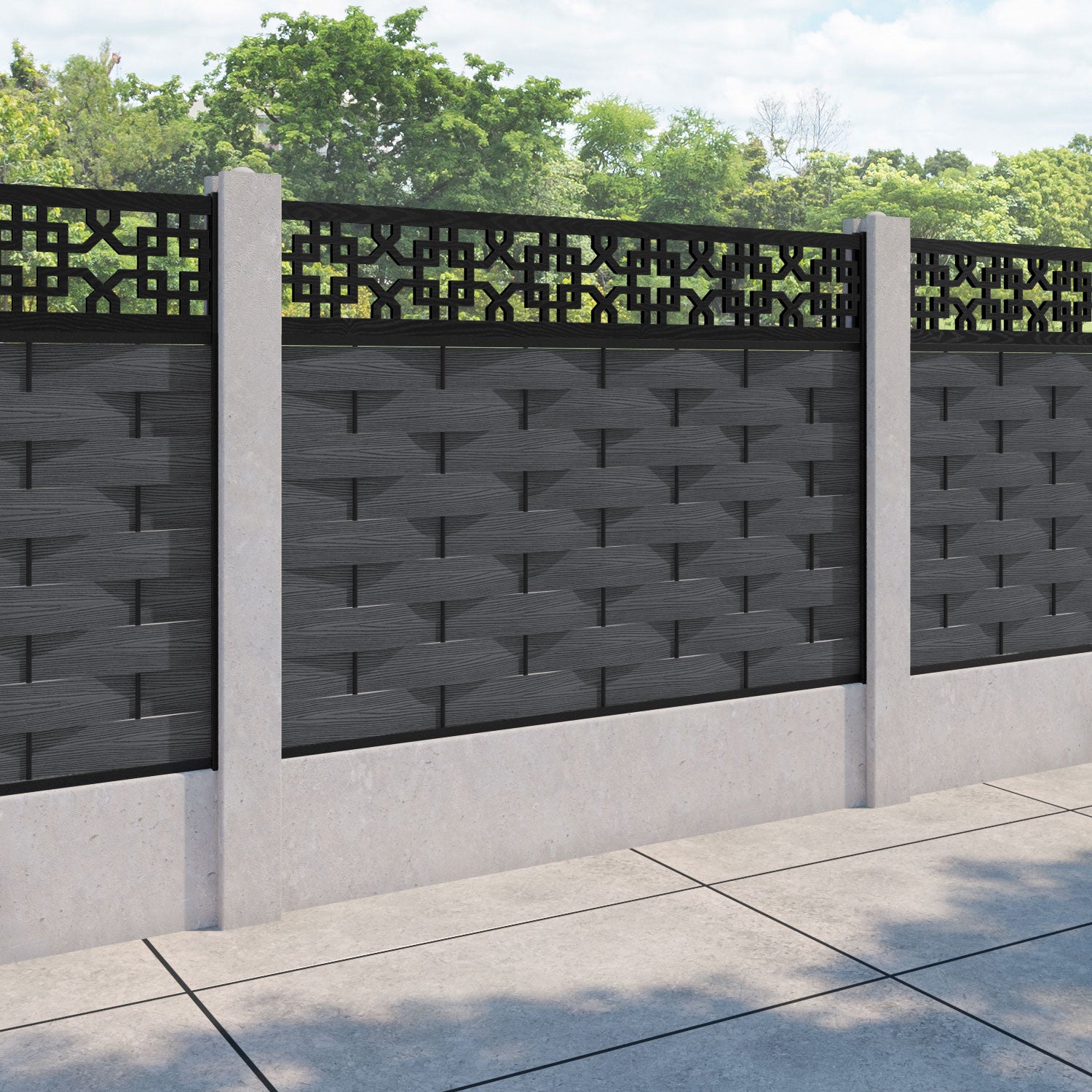 Ripple Zaria Fence Panel - Dark Grey - for existing concrete posts