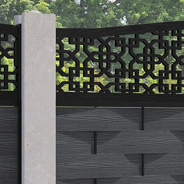 Ripple Zaria Curved Top Fence Panel - Dark Grey - for existing concrete posts