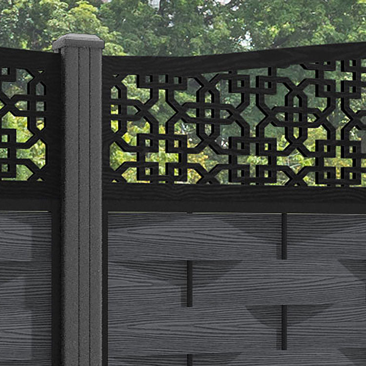 Ripple Zaria Curved Top Fence Panel - Dark Grey - with our aluminium posts