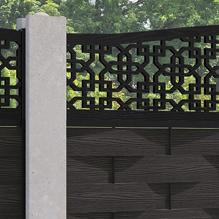 Ripple Zaria Curved Top Fence Panel - Dark Oak - for existing concrete posts