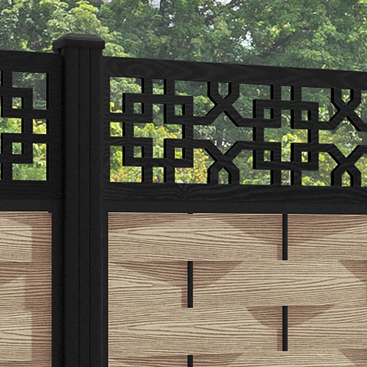 Ripple Zaria Fence Panel - Light Oak - with our aluminium posts