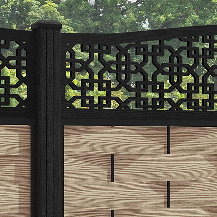 Ripple Zaria Curved Top Fence Panel - Light Oak - with our composite posts