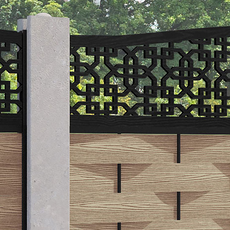 Ripple Zaria Curved Top Fence Panel - Light Oak - for existing concrete posts