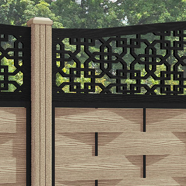 Ripple Zaria Curved Top Fence Panel - Light Oak - with our composite posts