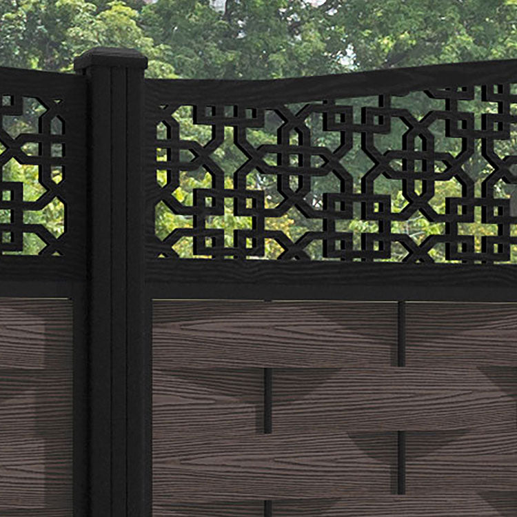 Ripple Zaria Curved Top Fence Panel - Mid Brown - with our aluminium posts