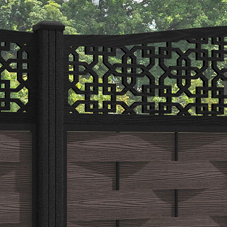 Ripple Zaria Curved Top Fence Panel - Mid Brown - with our composite posts