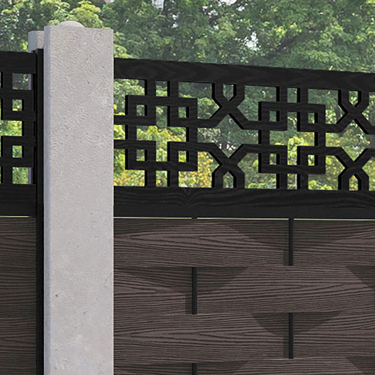 Ripple Zaria Fence Panel - Mid Brown - for existing concrete posts