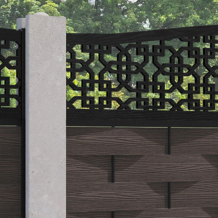 Ripple Zaria Curved Top Fence Panel - Mid Brown - for existing concrete posts
