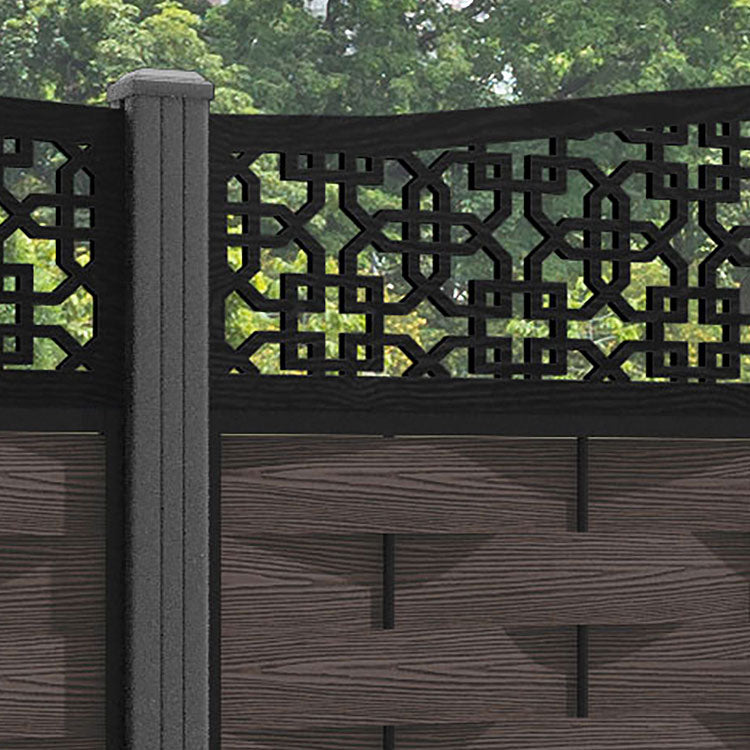 Ripple Zaria Curved Top Fence Panel - Mid Brown - with our aluminium posts