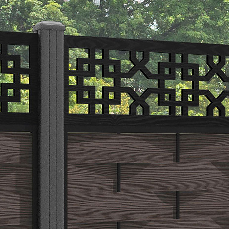 Ripple Zaria Fence Panel - Mid Brown - with our aluminium posts