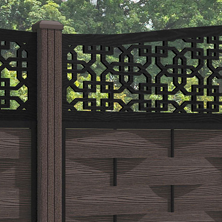 Ripple Zaria Curved Top Fence Panel - Mid Brown - with our composite posts