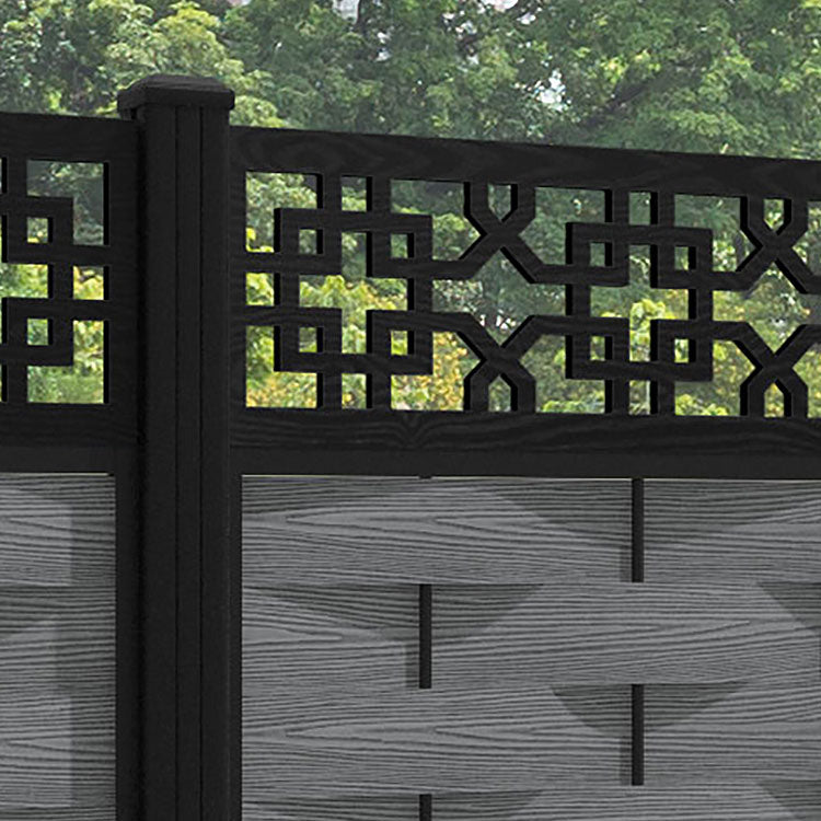 Ripple Zaria Fence Panel - Mid Grey - with our aluminium posts