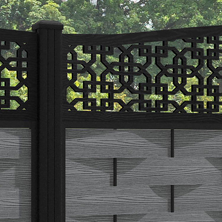 Ripple Zaria Curved Top Fence Panel - Mid Grey - with our aluminium posts