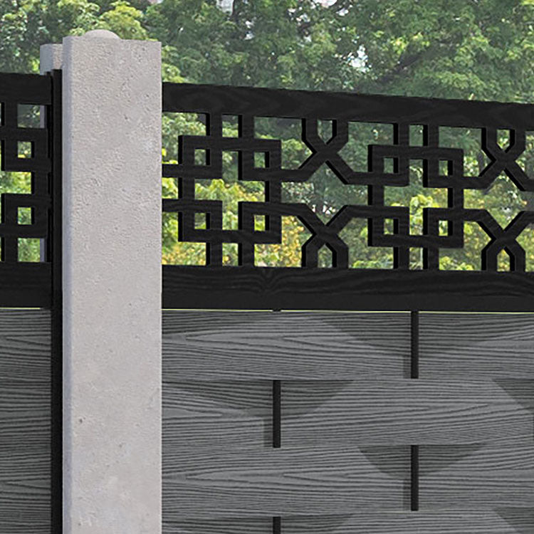 Ripple Zaria Fence Panel - Mid Grey - for existing concrete posts