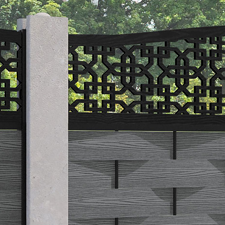 Ripple Zaria Curved Top Fence Panel - Mid Grey - for existing concrete posts